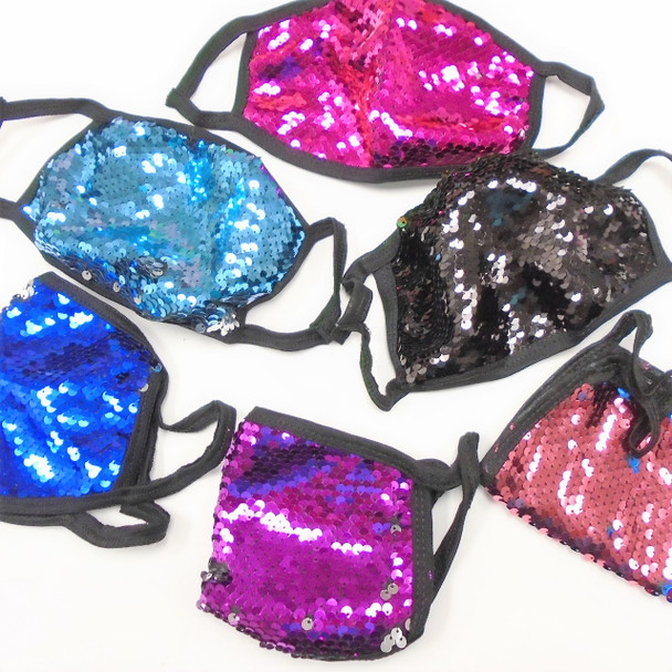 Sequin Face Masks | Adult Mixed Color Reinforced Polyester 12 PACK 70001SEQ 