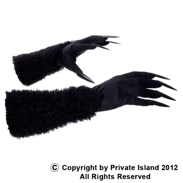 Long Black Cat Gloves with Claws 5095