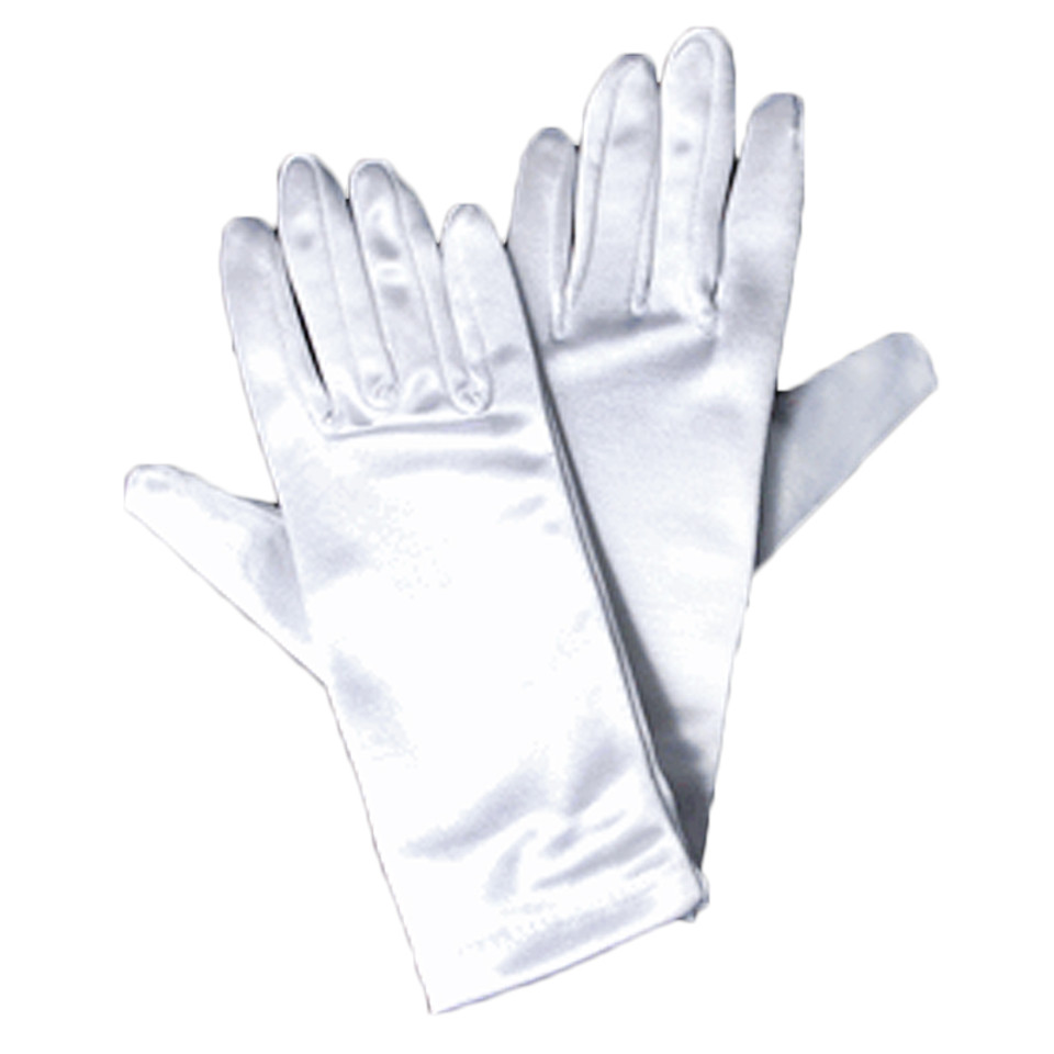 White Short Satin Gloves 1202