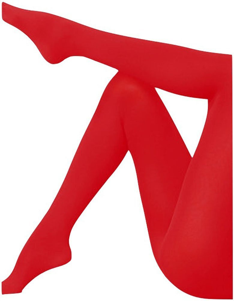 Super Control Top Opaque Red Tights 12 PACK