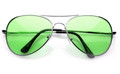 Silver Frame and Green Lens Aviator Sunglasses 1105G