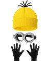 3 Pcs Halloween Costume Accessories Adult,Goggles Glasses/Yellow Beanie/Gloves