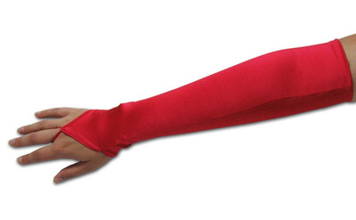 Red satin fingerless gloves deals