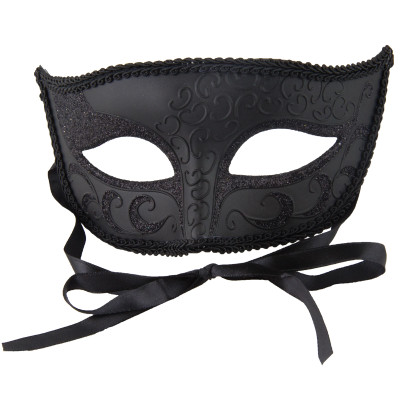 Black Venetian Mask with Flat Top 1848