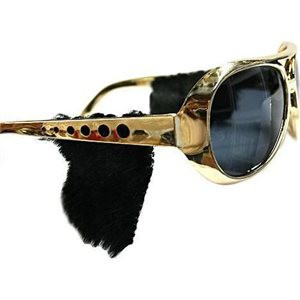 Rockstar Gold Frame/Black Lens Sunglasses with Sideburns 7299