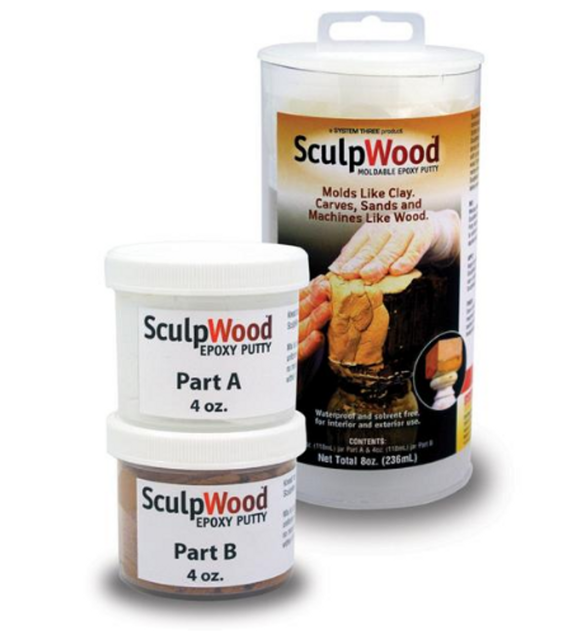 System Three SculpWood Max Putty Epoxy Wood Filler, 1/2 Gallon Kit