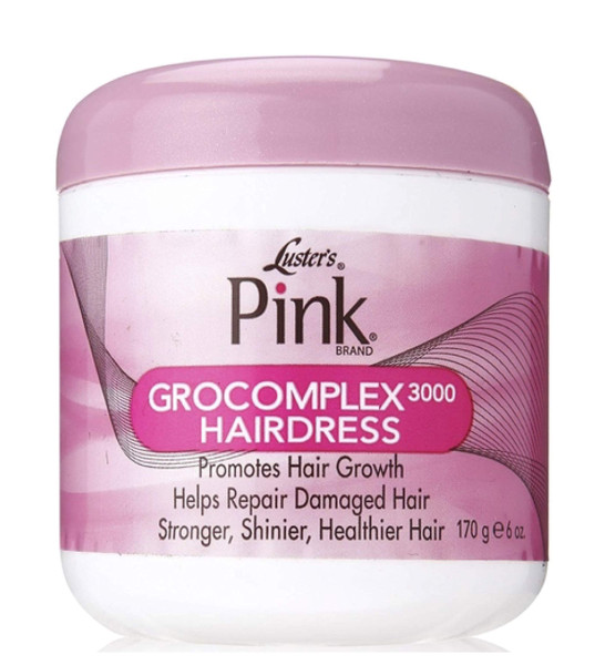 Luster's Pink Gro Complex 3000 Hairdress lightweight, non-greasy hair and scalp conditioning creme that stimulates hair growth and restores hair's natural moisture.