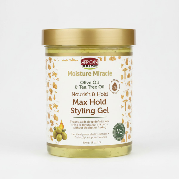 African Pride Moisture Miracle Olive & Tea Tree Oil Max Hold Styling Gel 510g