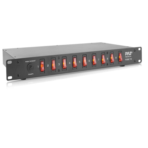 PYLE PDBC70 Rack Mountable 15 Amp 9 Outlet Power Supply w/Switch Control