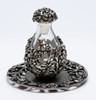 Pewter with Clear Glass Victorian Tear Bottle - shown with Optional Pewter Tray with Solid Rim - Sold Separately