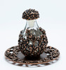 Copper with Clear Glass Victorian Tear Bottle  with Copper Filigree Rim Tray