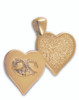 Double HeartFelt Charm in 14k Gold with Finger Print and Nose Print