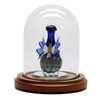 Blue Butterfly with Light Blue Glass Tear Bottle on 1 1/2" Mirror in Maxi Dome