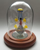 Yellow Butterfly with Light Blue Glass Tear Bottle on 1 1/2" Mirror in Maxi Dome