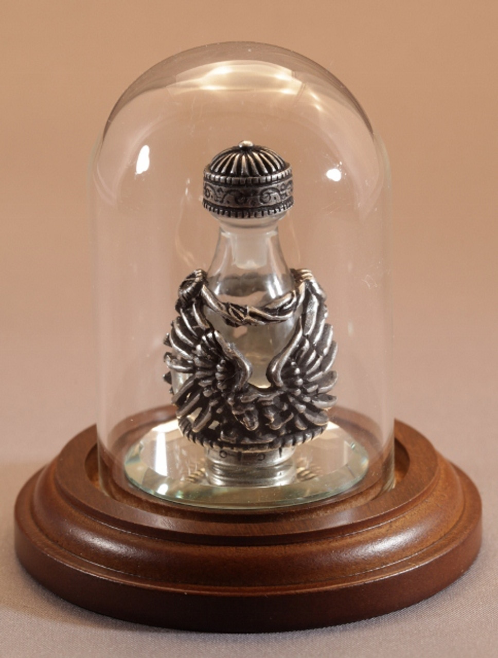 Pewter Angel with Clear Glass - pictured with Optional Short Mini Dome and Optional 1 1/2" Beveled Mirror - Each Sold Separately