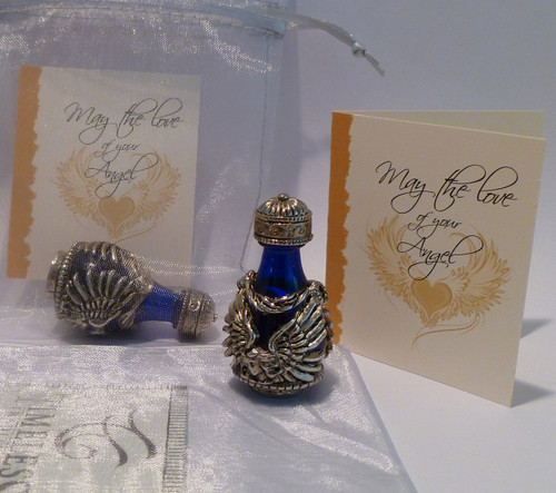 Silver Angel with Blue Glass - with Angel Card - included with this Item