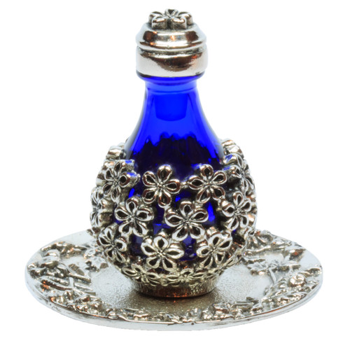 Forget-Me-Not Tear Bottle Classic with Silver Solid Rim Tray