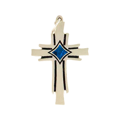 Phoenix Cross Pendant with Blue Cremation Well