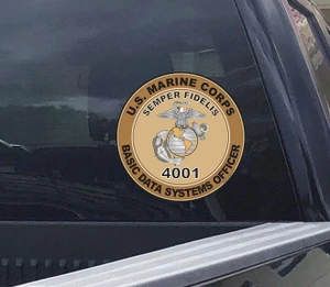 USMC Basic Data Systems Officer 4001 Vinyl Decal, Marine Corp Car Sticker