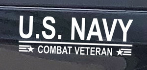 Combat Veteran - Navy -  U.S. Navy -  Navy Logo - Car Decal - Window Sticker -  Decal  CB03