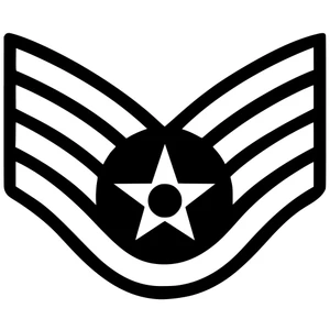 USAF Air Force Staff Sergeant Emblem Sticker, Waterproof Vinyl Decal (E5 Enlisted)