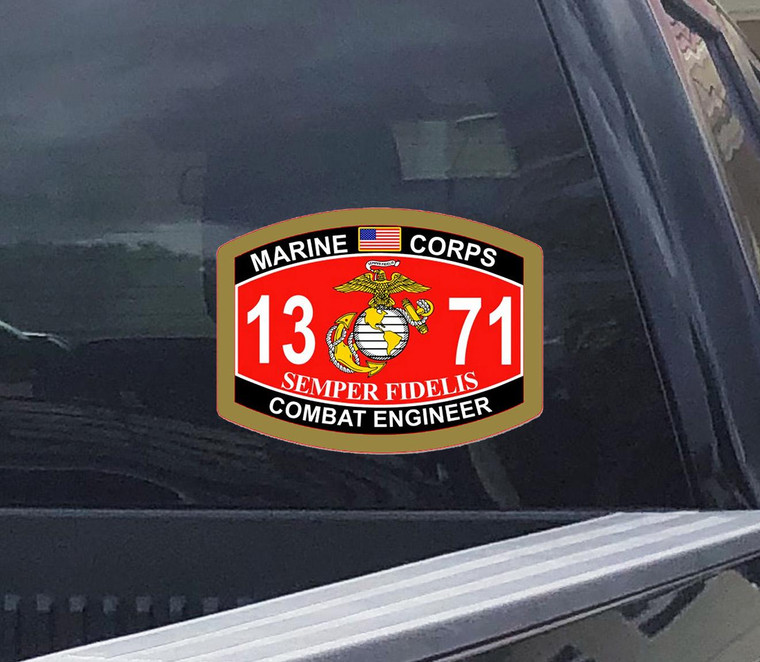 USMC Combat Engineer MOS 1371 Sticker, Waterproof Vinyl Decal