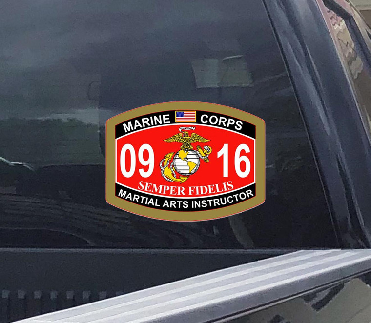 USMC Martial Arts Instructor Decal, MOS 0916, Marine Corps Vinyl Sticker
