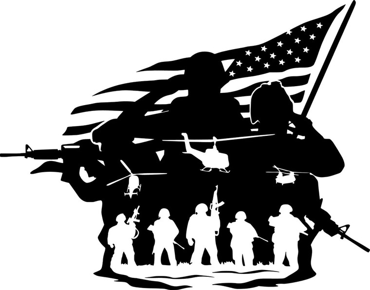 Army - Army Soldiers - Flag - Skull - US Army - Army Logo - Military - Car Sticker - Decal