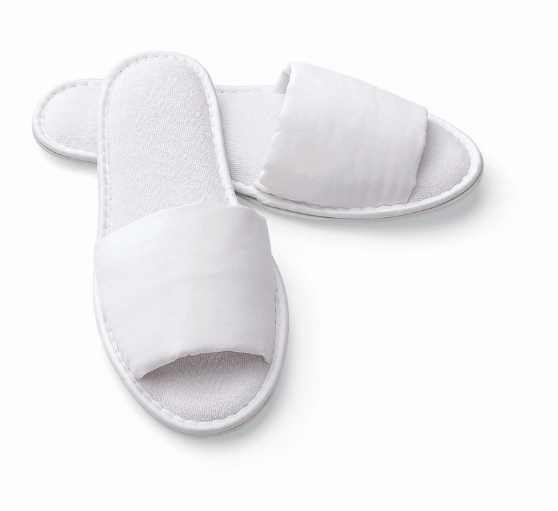 open toe terry cloth slippers