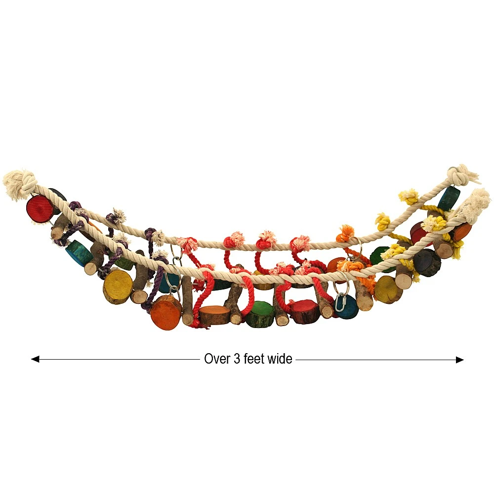 Image showcasing Rope Ladder Logs Natural Parrot Toy for Bird Cages