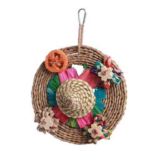 Natural Seagrass Shredding Wheel Parrot Toy