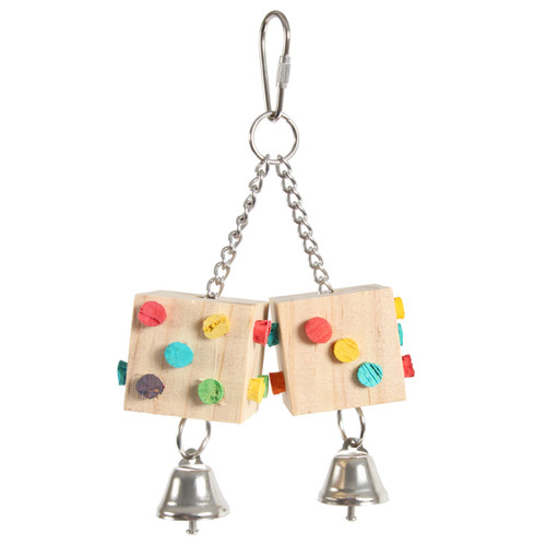 Dual Dice Chewable Parrot Toy with Bells 
