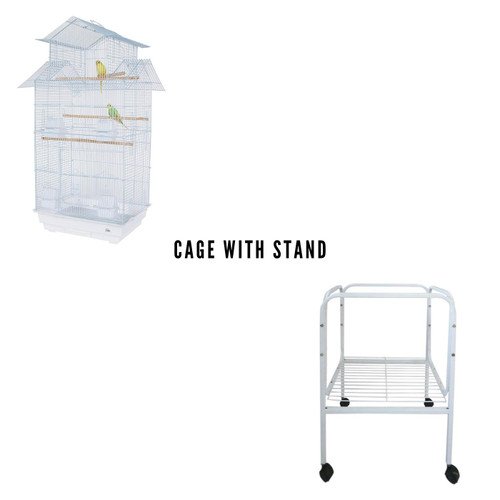 Krasi Bird Cage with Stand in White by Parrot Essentials