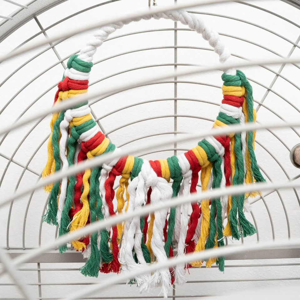 Picture Idea: Colourful Natural Rope Swing Parrot Toy For Bird Cages
