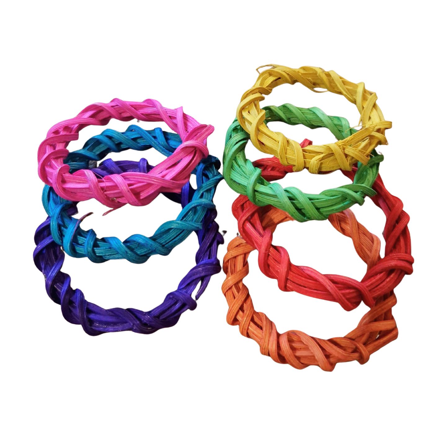 Colourful Willow Ring Parrot Chew Toy Set – 7 Pieces