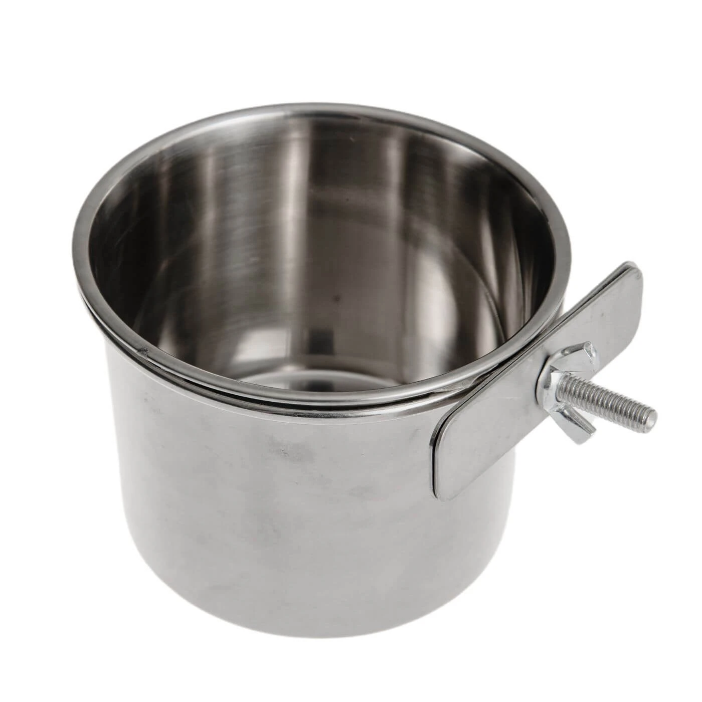 Stainless Steel Coop Cup & Clamp - Parrot Bowl for Bird Food and Water - Size 3
