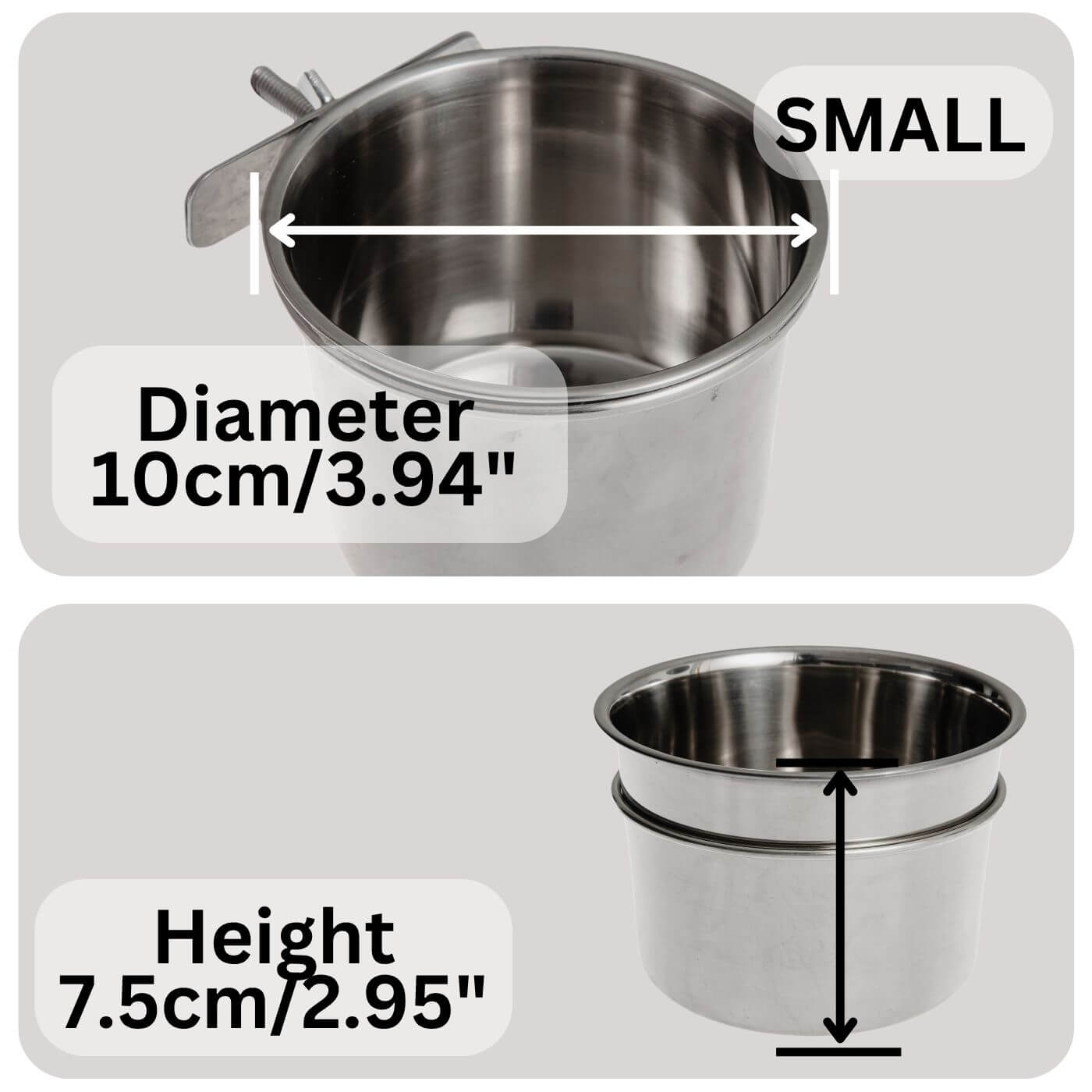 Stainless Steel Parrot Feeding Bowl for Bird Cages - Small