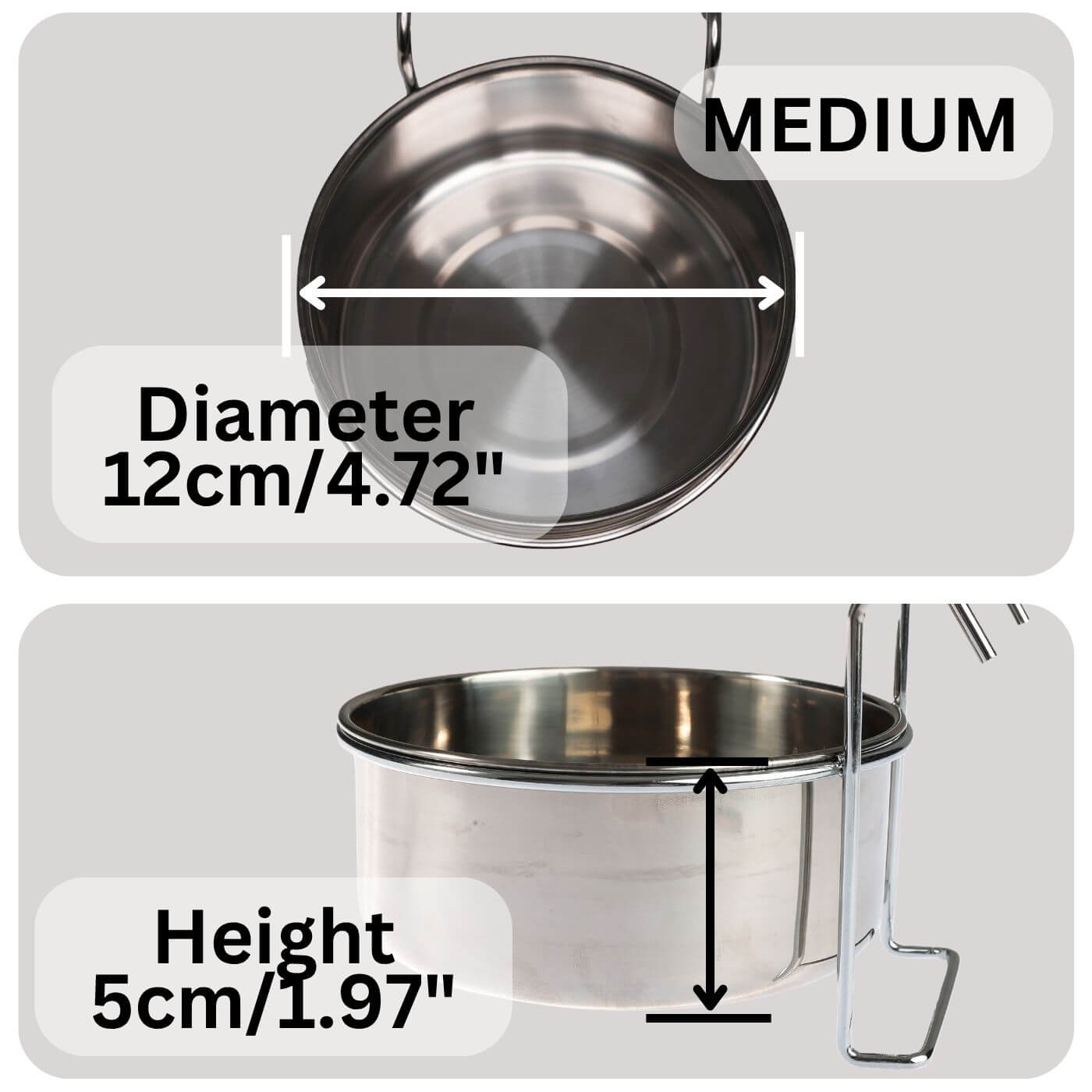 Stainless Steel Parrot Feeding & Water Bowl - Medium