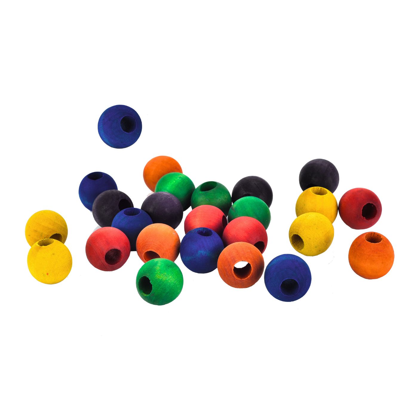 Parrot Toy Making Parts Colourful Wooden Beads 2.4cm - Pack of 24