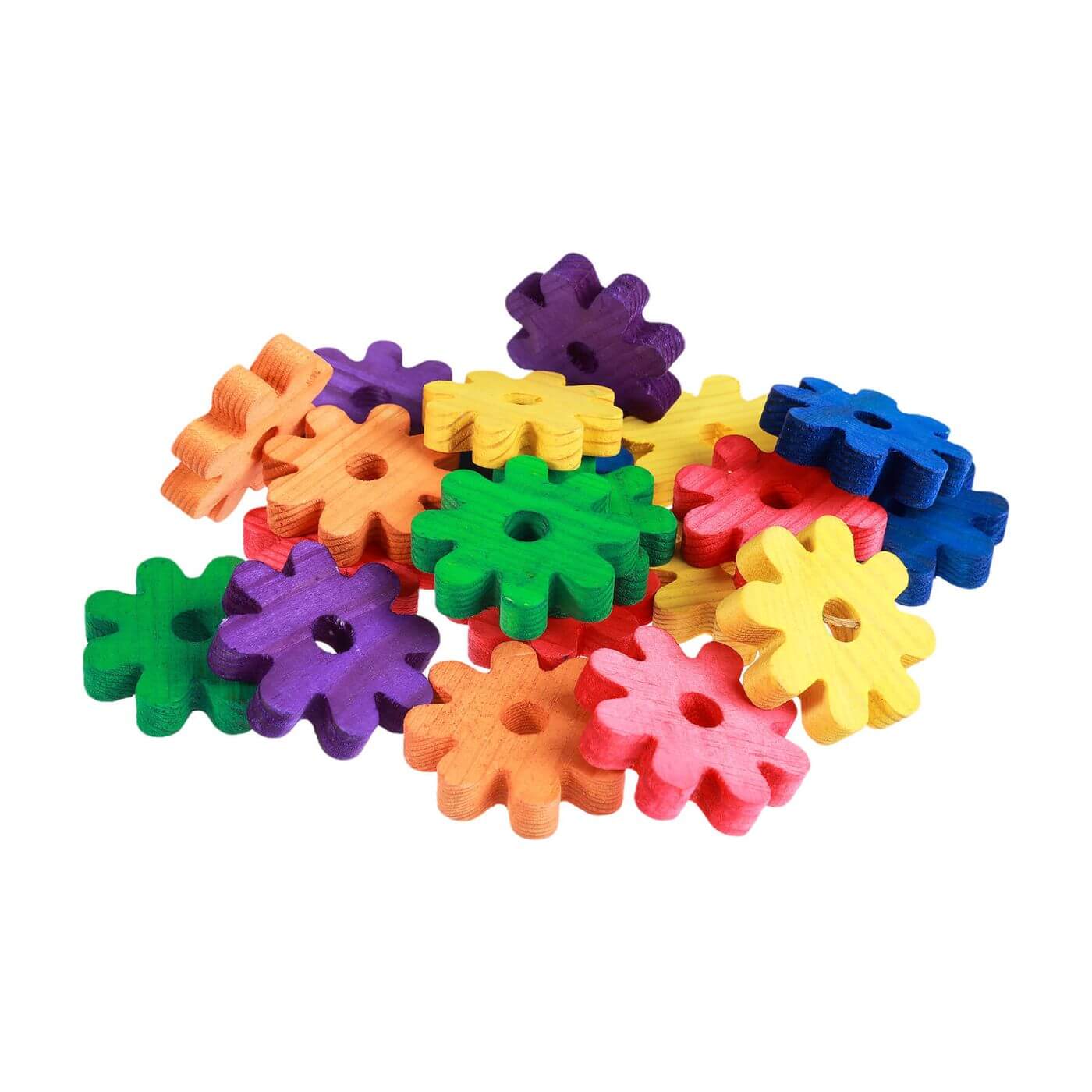 Large Coloured Pine Wood Daisy Toy Parts - Pack of 20