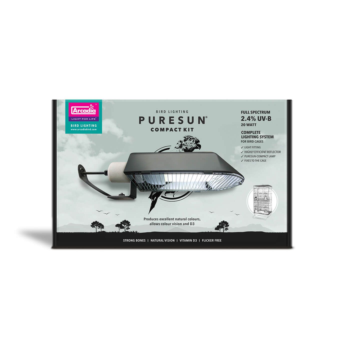 Arcadia PureSun Compact Lighting Kit for Pet Parrots