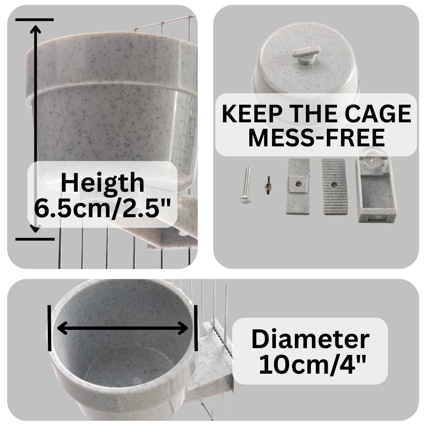 Quick Locking Parrot Food or Water Bowl - Small Dimensions