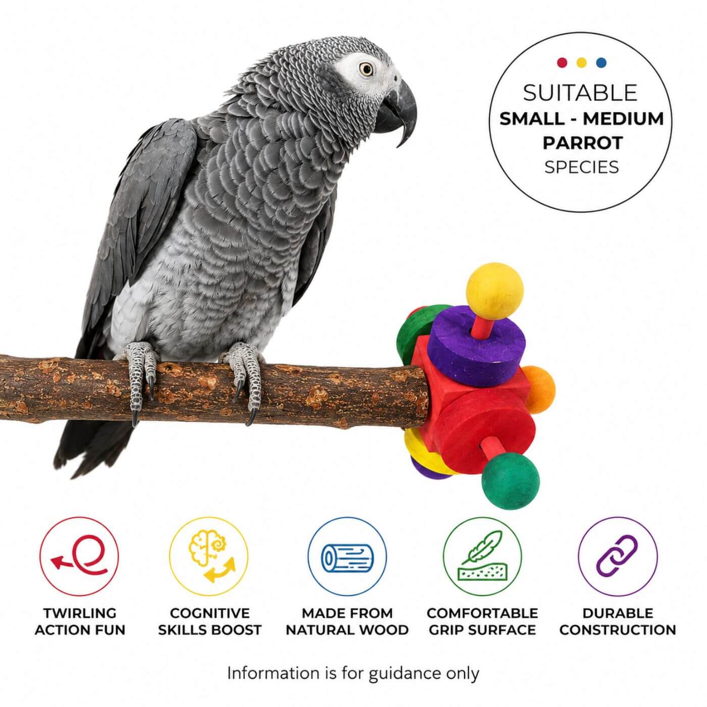 Natural Wooden Spinning Parrot Perch Toy