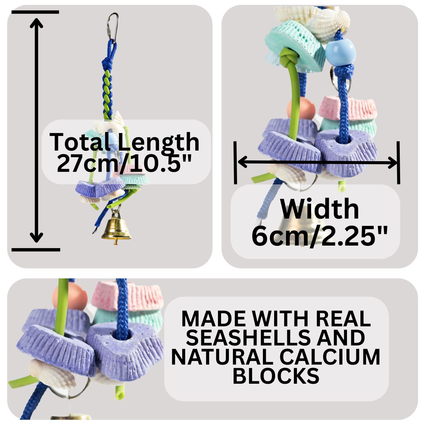Calcium Crunch Feast Chewable Parrot Toy Dimensions