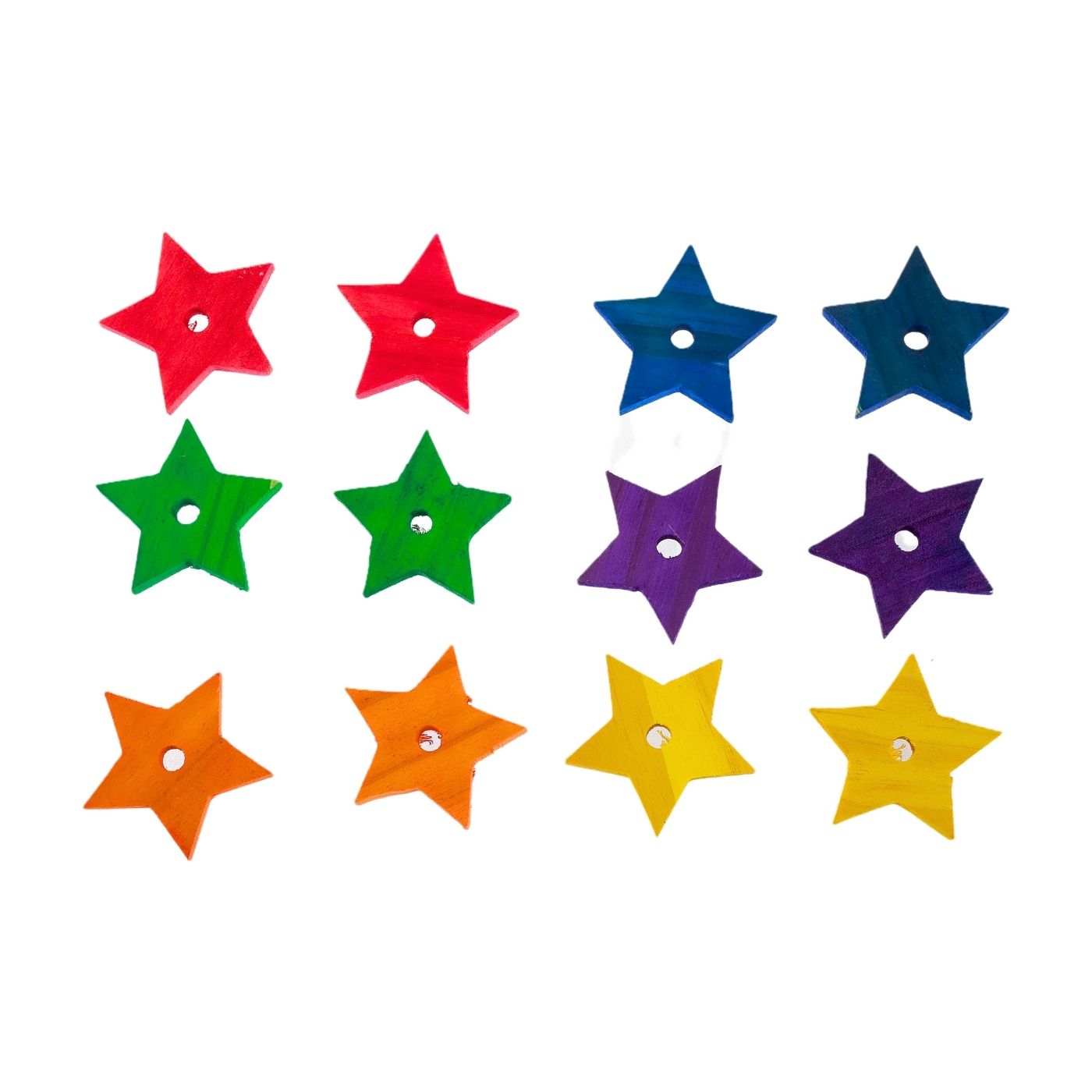 Parrot Essentials Bird & Parrot Toy Making Parts - Coloured Pine Wood Stars - Pack of 12