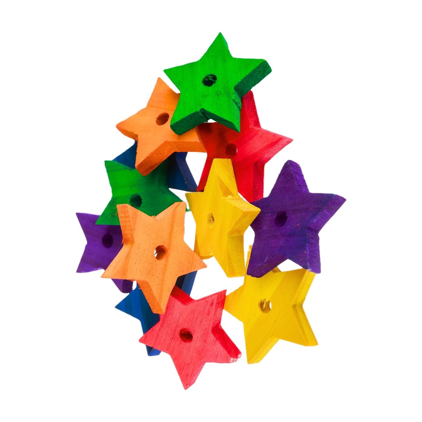 Parrot Essentials Parrot Toy Making Parts - Coloured Pine Wood Stars - Pack of 12 for your bird cage and playstand