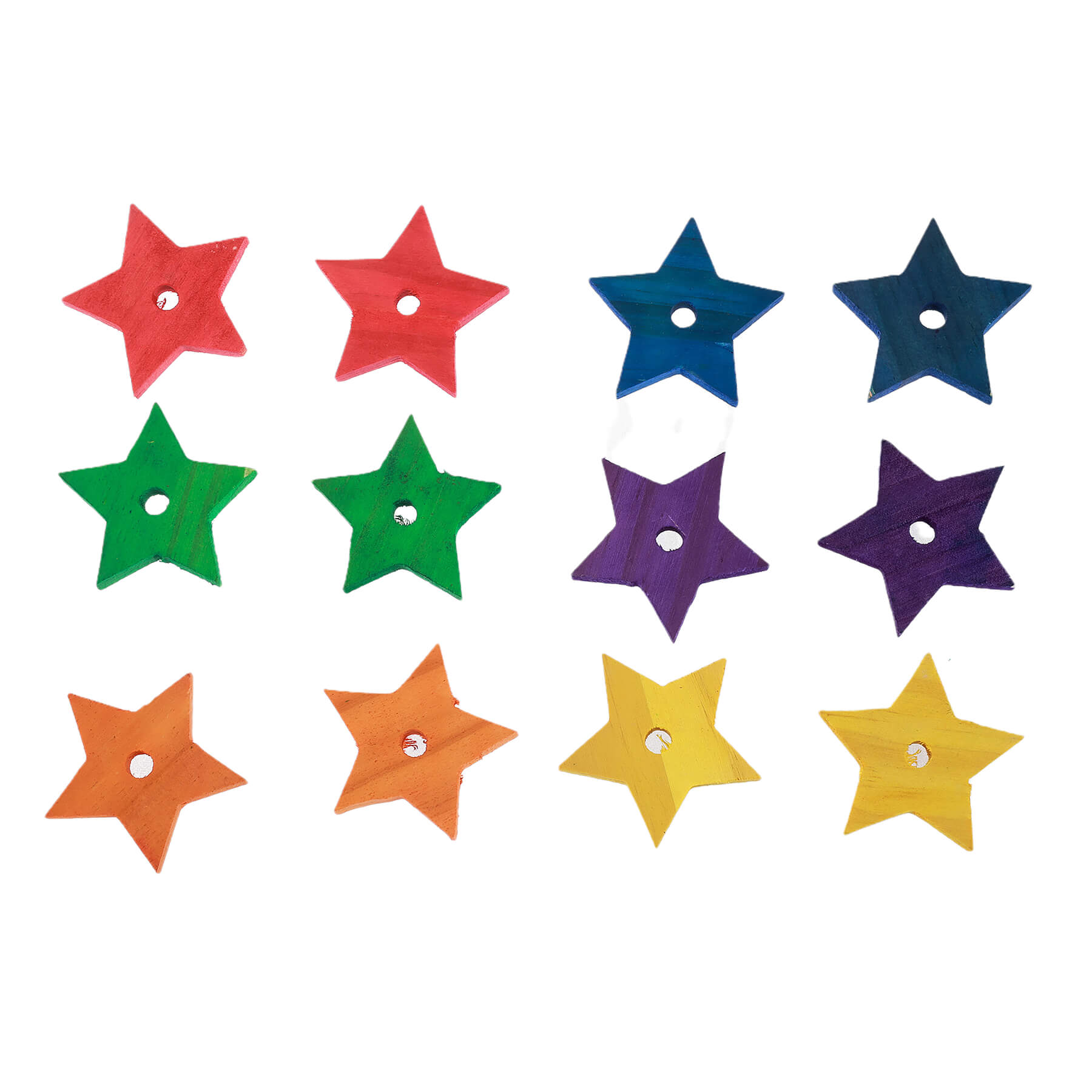 Parrot Essentials Bird & Parrot Toy Making Parts - Coloured Pine Wood Stars - Pack of 12