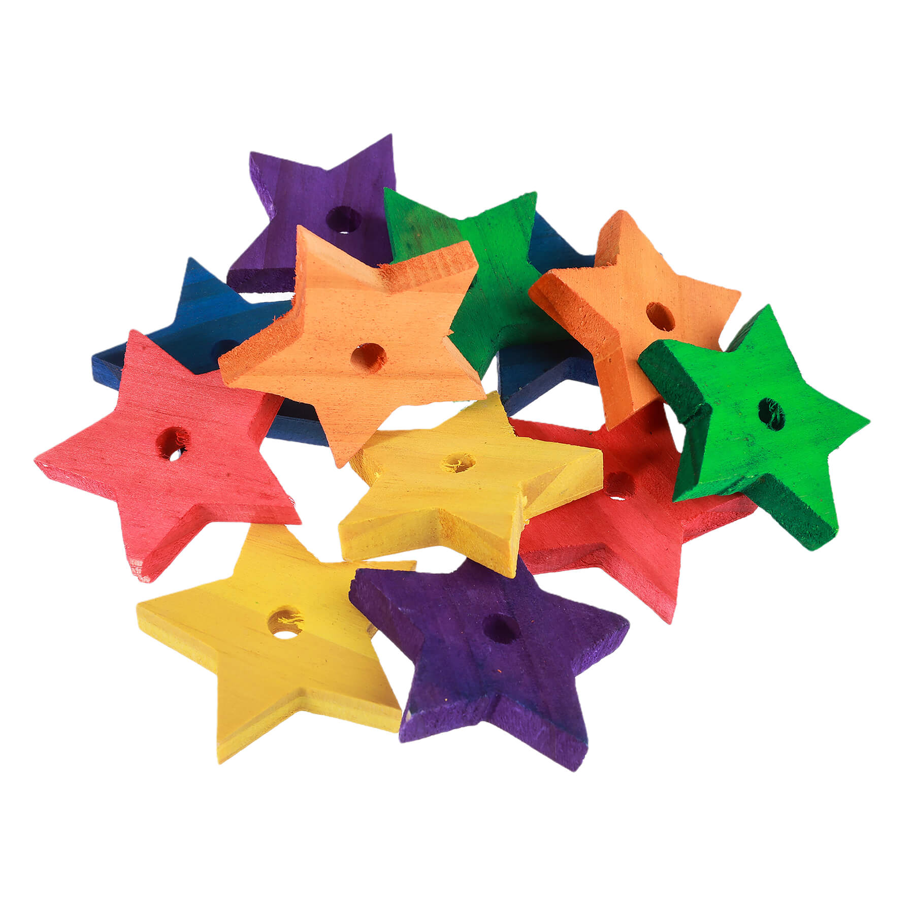 Parrot Essentials Parrot Toy Making Parts - Coloured Pine Wood Stars - Pack of 12