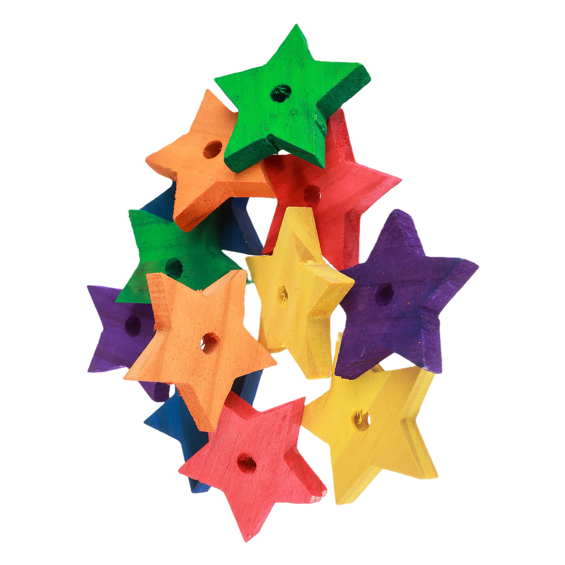 Parrot Essentials Parrot Toy Making Parts - Coloured Pine Wood Stars - Pack of 12 for your bird cage and playstand