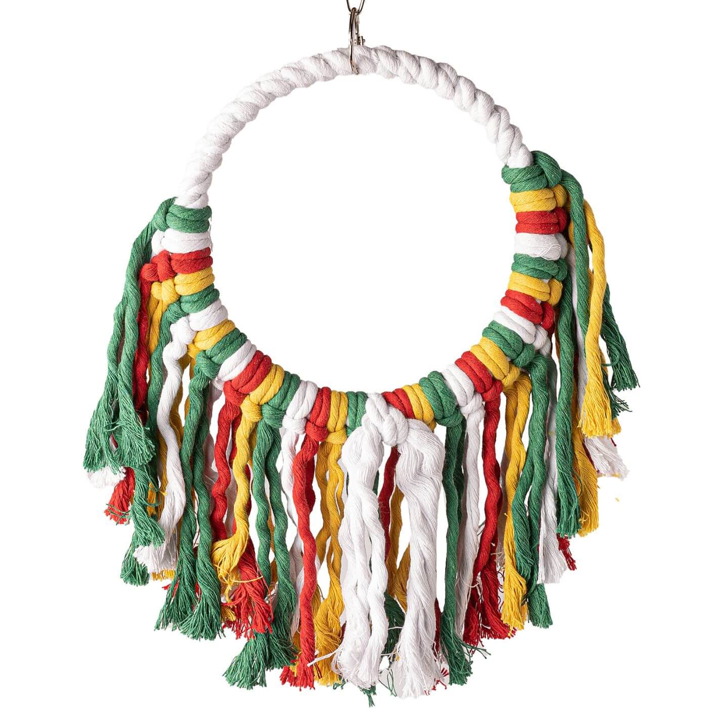 Rainbow Cotton Preening Swinging Parrot Perch